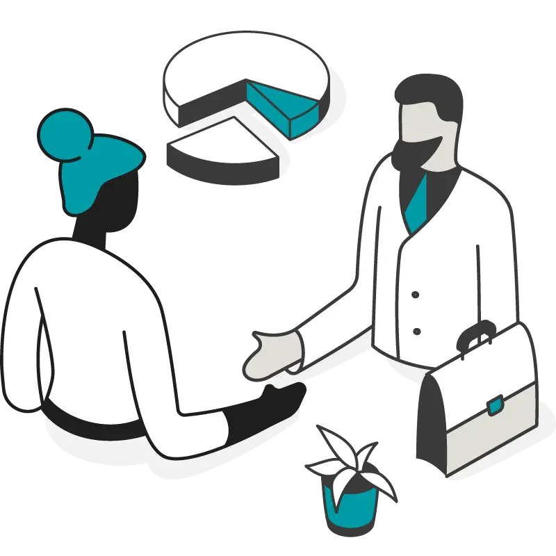 Illustration of two people agreeing on a transaction